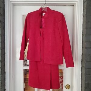 Ultra Suede Brand Suit Women Jacket & Skirt VTG 80’s Hot Pink Size 4